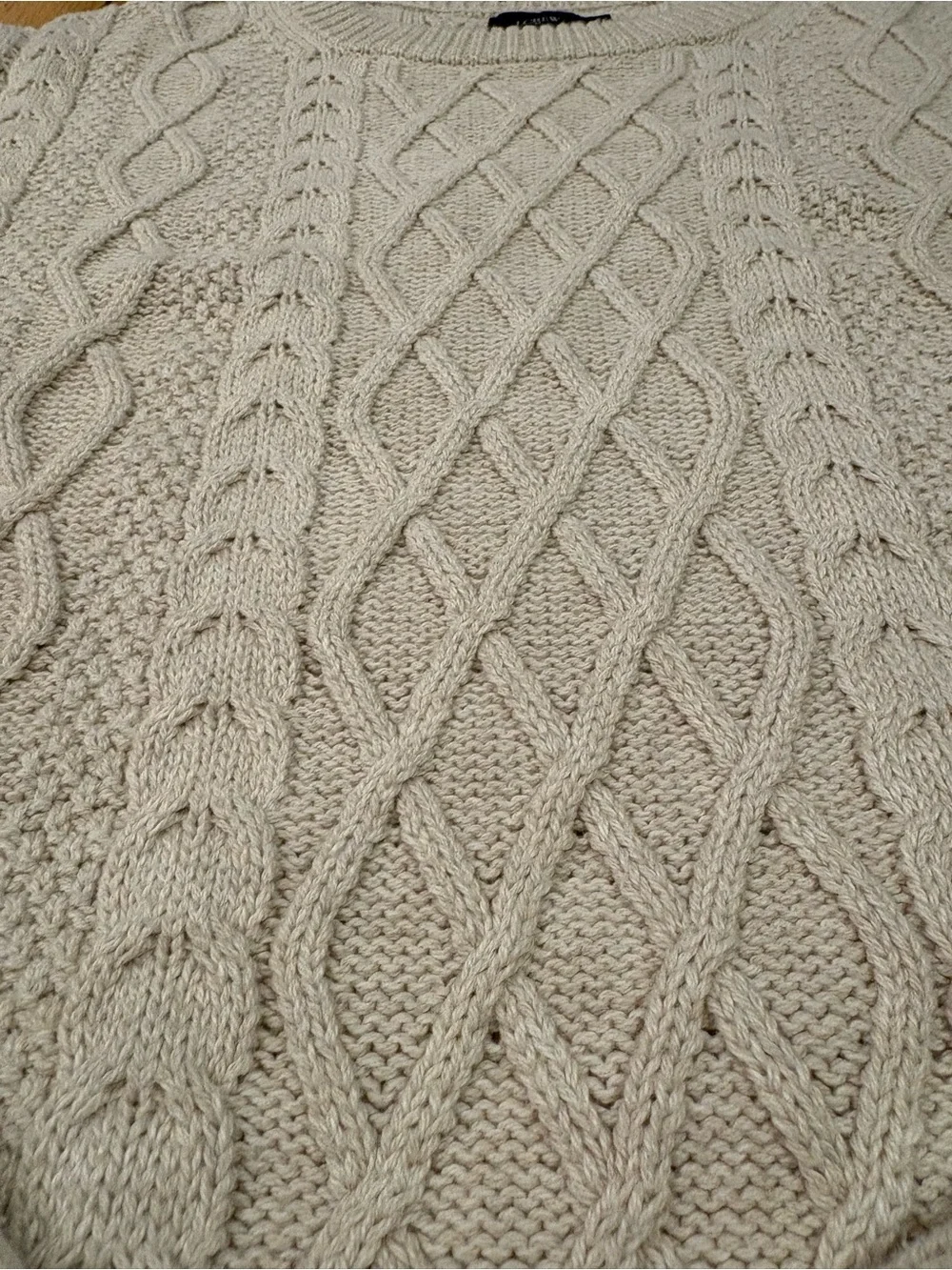 J. Crew Cream Cable-Knit Crewneck Sweater